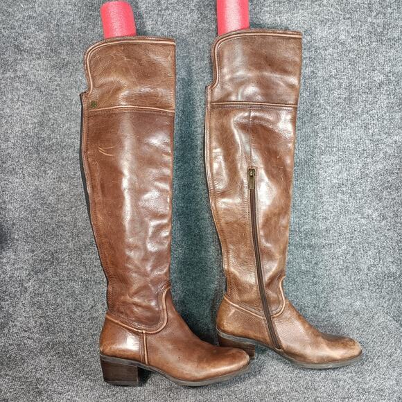 Vince Camuto Boots Womens Size 7.5 Brown Baldwin Over The Knee Riding Leather - Picture 1 of 12